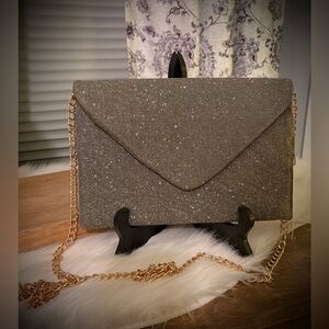 A New Day Silver and Gold Glitter Envelope Clutch
